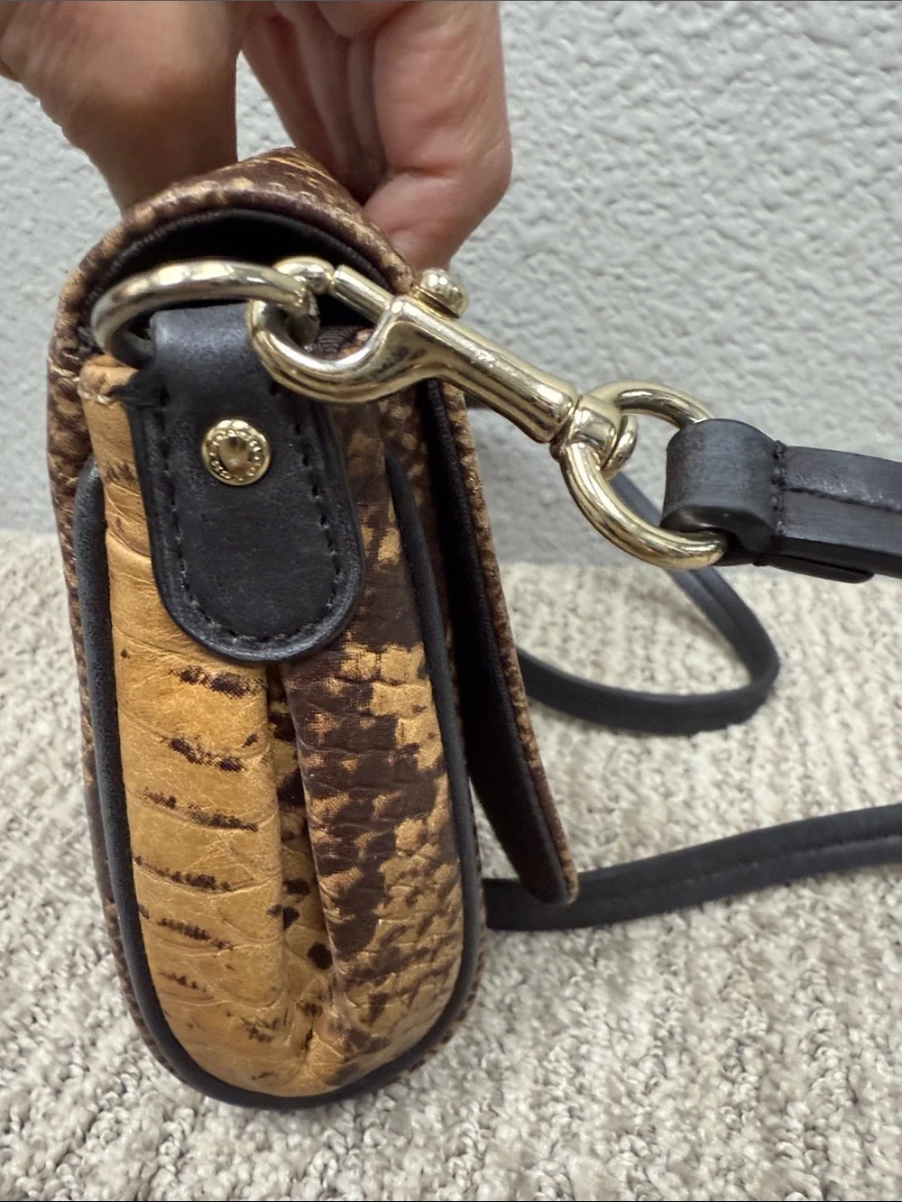 Vintage Y2K Coach Snake-Embossed Crossbody Bag in Brown and Black